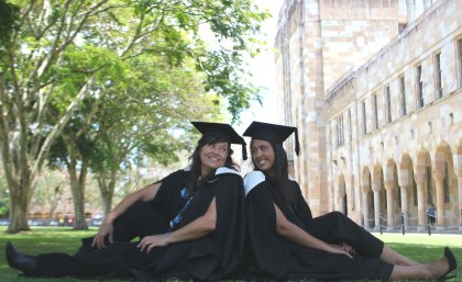 Mary and Madeleine Daly: Together in study, graduation and careers. Mary and Madeleine Daly: Together in study, graduation and careers.